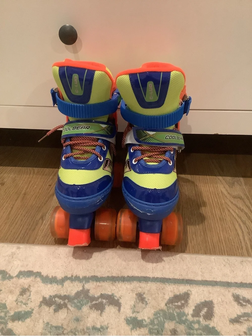 Kids Adjustable Quad Roller Skates - Blue & Neon Green